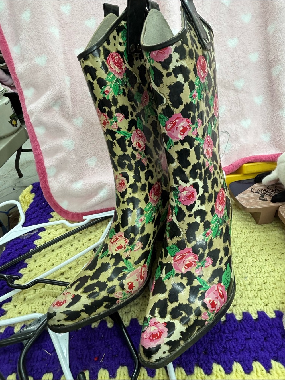 Rain bops by beehive fancy cowgirl rain boots women size 8